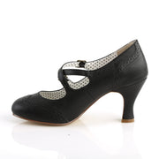 Pin Up Couture FLAPPER-35 Pump (Black Faux Leather)