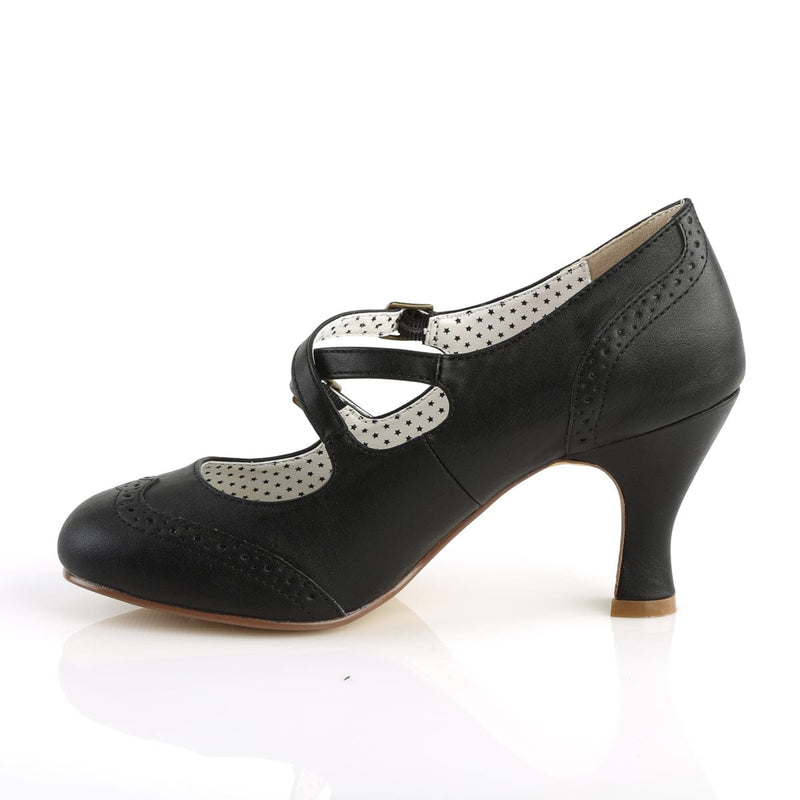 Pin Up Couture FLAPPER-35 Pump (Black Faux Leather)