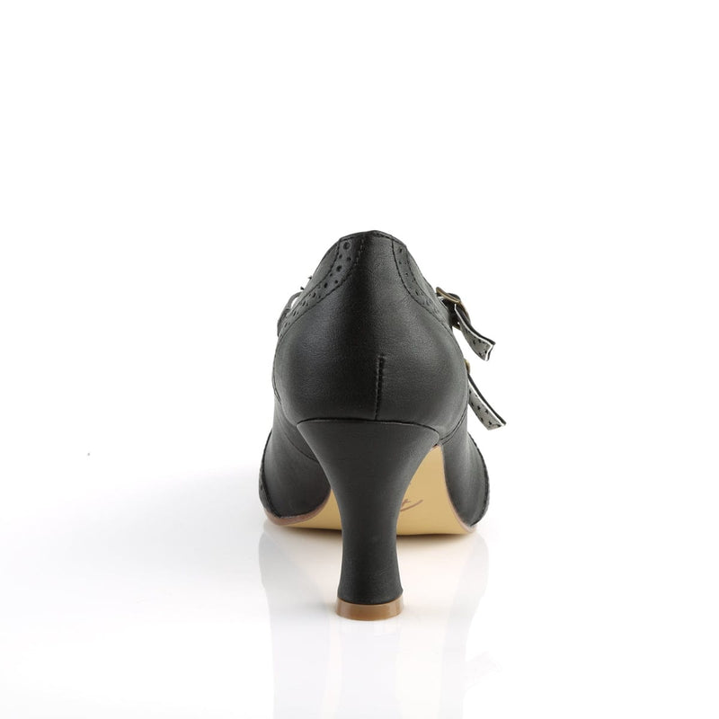 Pin Up Couture FLAPPER-35 Pump (Black Faux Leather)