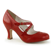 Pin Up Couture FLAPPER-35 Pump (Red Faux Leather)