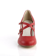 Pin Up Couture FLAPPER-35 Pump (Red Faux Leather)