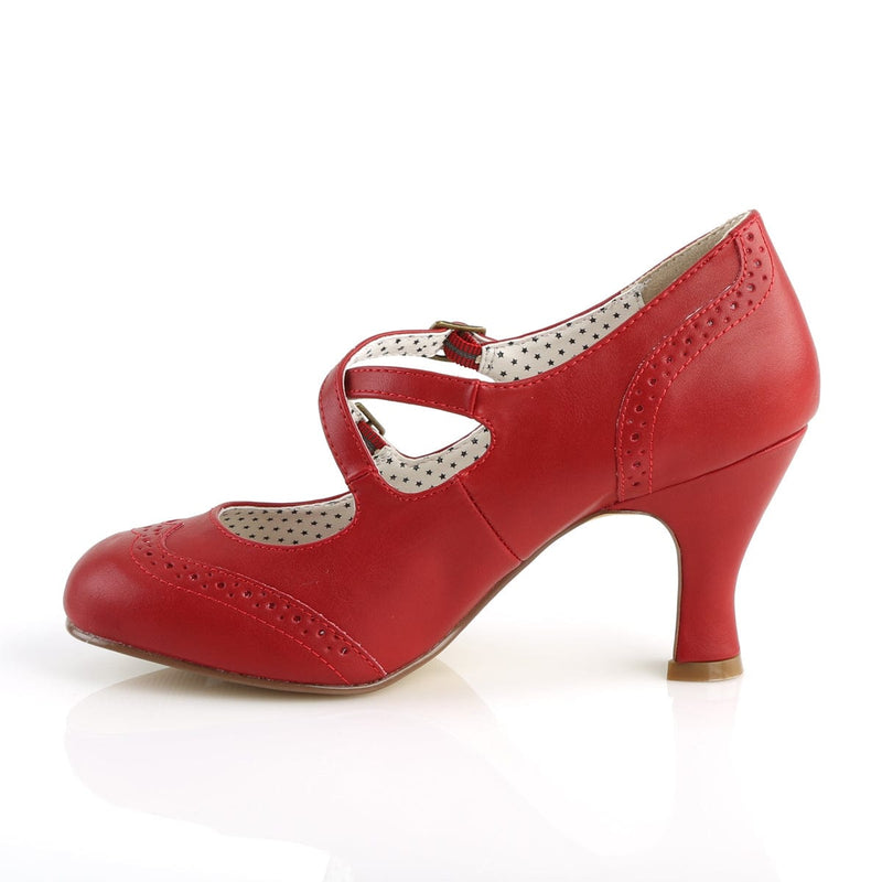 Pin Up Couture FLAPPER-35 Pump (Red Faux Leather)