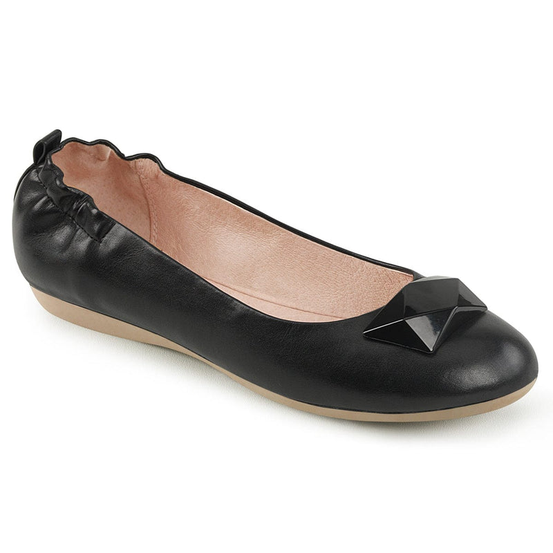 Pin Up Couture OLIVE-08 Flat (Black Faux Leather)