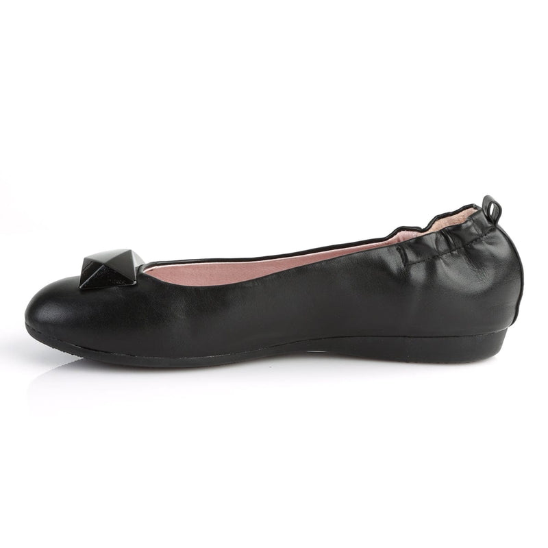 Pin Up Couture OLIVE-08 Flat (Black Faux Leather)