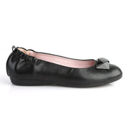 Pin Up Couture OLIVE-08 Flat (Black Faux Leather)