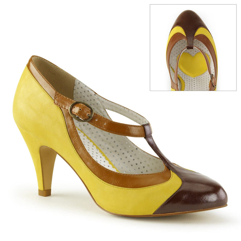 Pin Up Couture PEACH-03 Pump (Yellow Multi Faux Leather)
