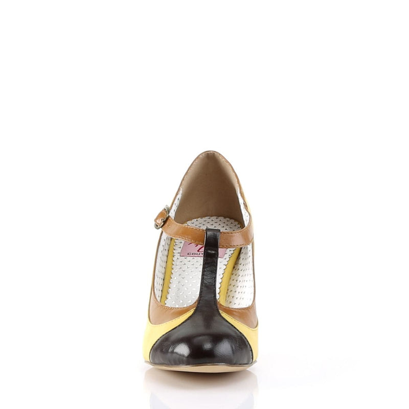 Pin Up Couture PEACH-03 Pump (Yellow Multi Faux Leather)