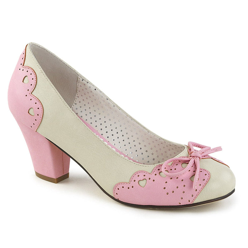 Pin Up Couture WIGGLE-17 Cream Pink Faux Leather Pump
