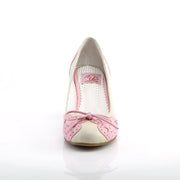 Pin Up Couture WIGGLE-17 Cream Pink Faux Leather Pump