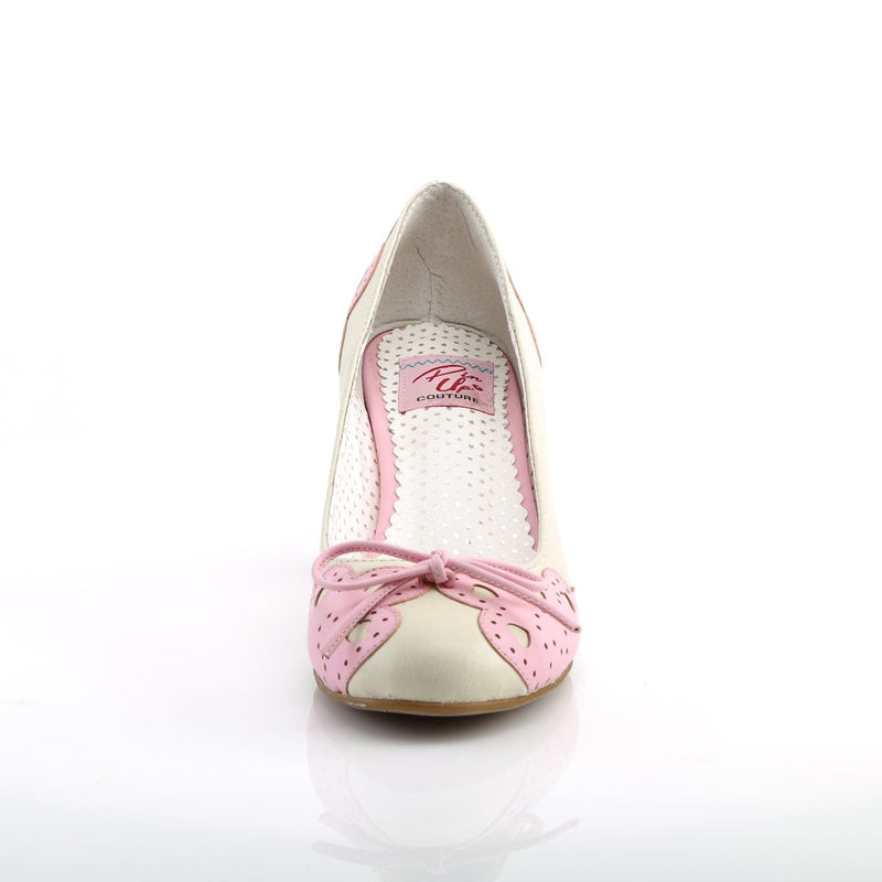 Pin Up Couture WIGGLE-17 Cream Pink Faux Leather Pump