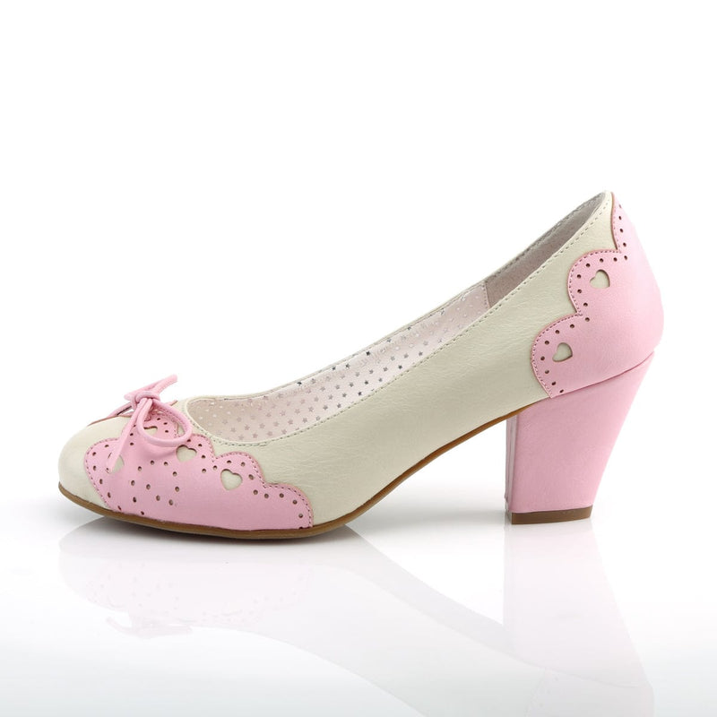 Pin Up Couture WIGGLE-17 Cream Pink Faux Leather Pump