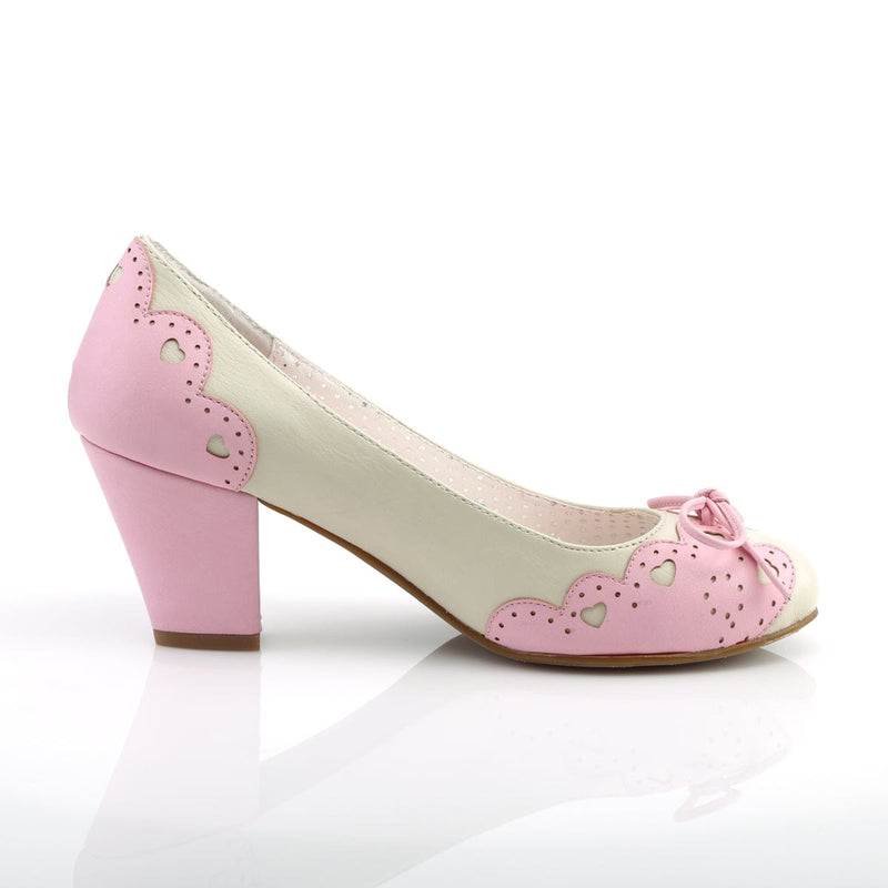 Pin Up Couture WIGGLE-17 Cream Pink Faux Leather Pump
