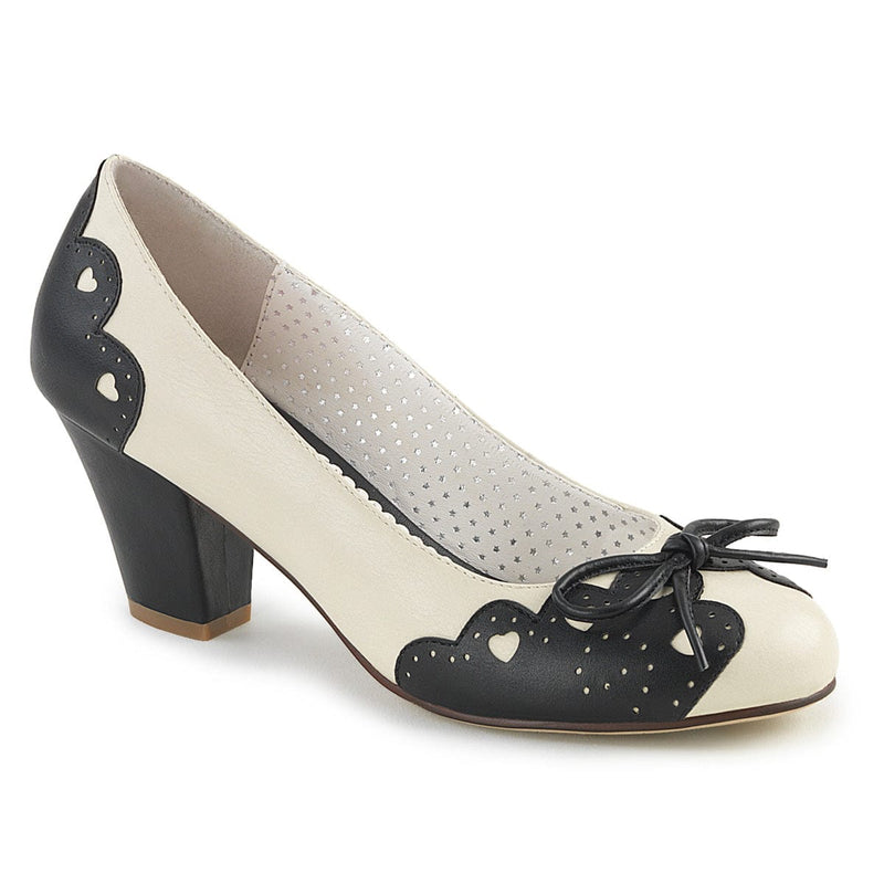 Pin Up Couture WIGGLE-17 Pump (Black-Cream Faux Leather)