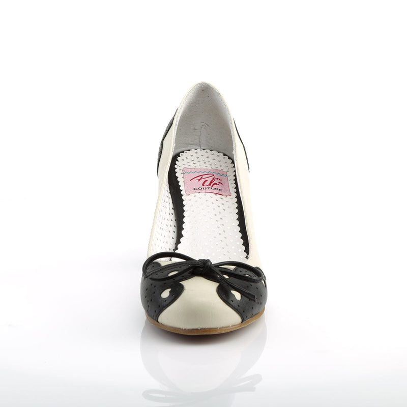Pin Up Couture WIGGLE-17 Pump (Black-Cream Faux Leather)