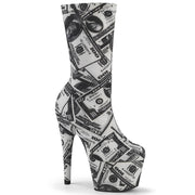 Pleaser ADORE-1002DP Platform Ankle Boot (White-Black Stretch Fabric /White-Black Fabric) 5