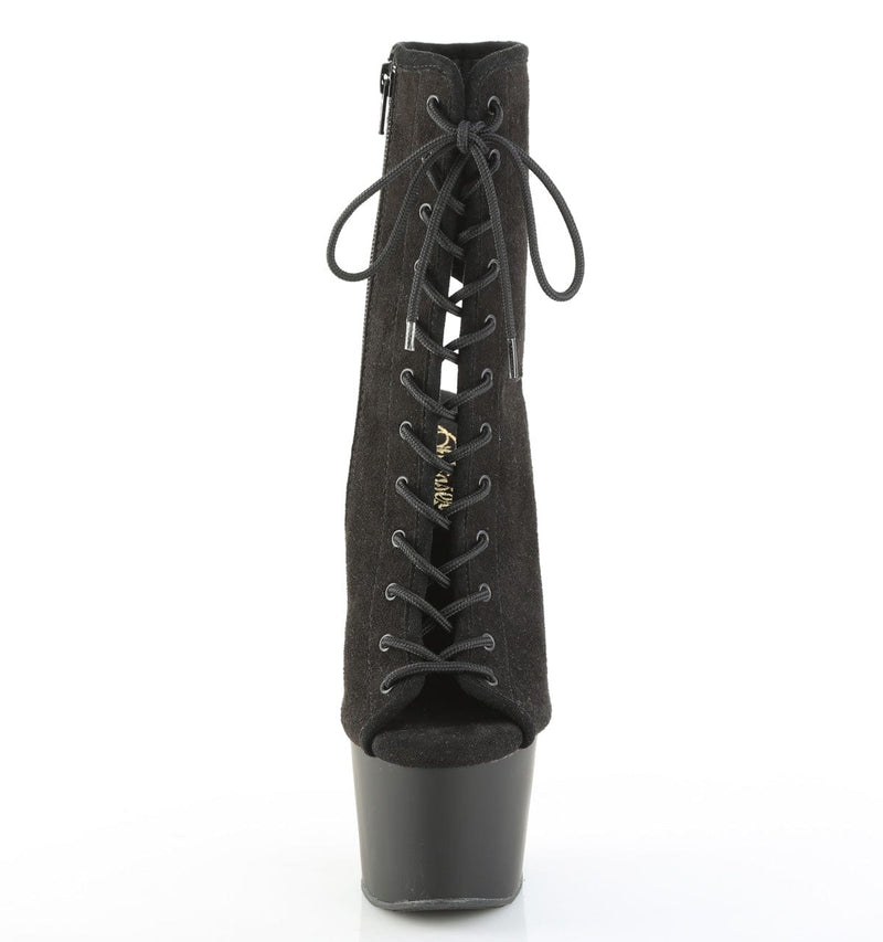 Pleaser ADORE-1016 Platform Ankle Boot (Black Faux Suede/Black Matte)