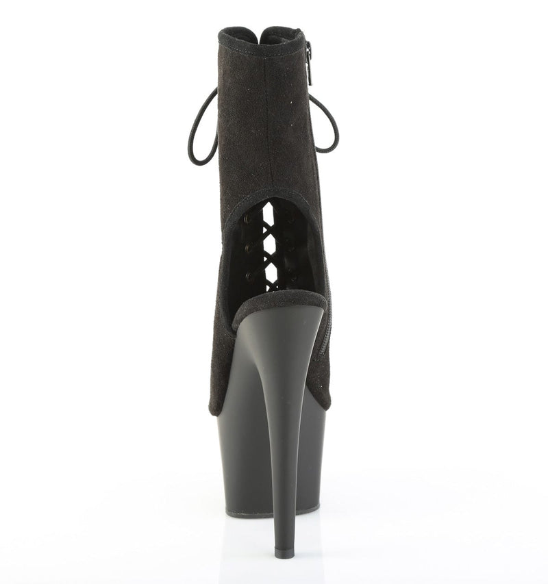 Pleaser ADORE-1016 Platform Ankle Boot (Black Faux Suede/Black Matte)