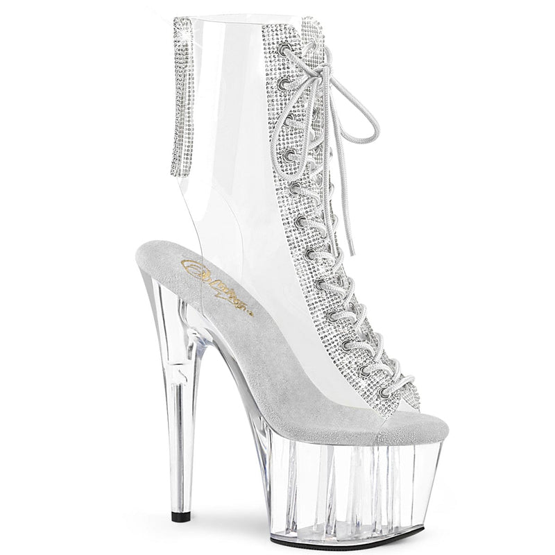 Pleaser ADORE-1016C-2 Platform Ankle Boot (Clear-Rhinestone/Clear)