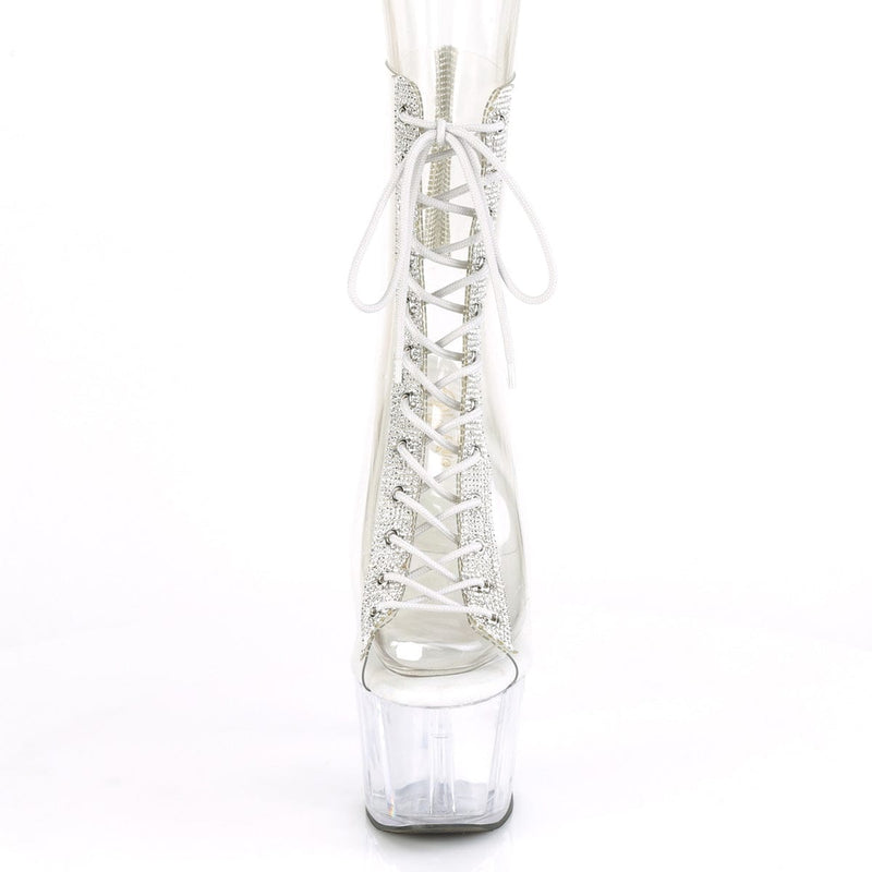 Pleaser ADORE-1016C-2 Platform Ankle Boot (Clear-Rhinestone/Clear)
