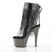 Pleaser ADORE-1017RSF Platform Ankle Boot (Clear-Black/Dark Pewter Chrome)
