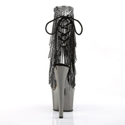 Pleaser ADORE-1017RSF Platform Ankle Boot (Clear-Black/Dark Pewter Chrome)