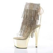 Pleaser ADORE-1017RSF Platform Ankle Boot (Clear-Gold/Gold Chrome)
