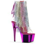 Pleaser ADORE-1017RSF Platform Ankle Boot (Clear-Multi/Fuchsia Chrome)