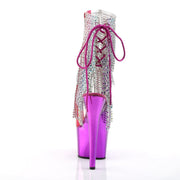Pleaser ADORE-1017RSF Platform Ankle Boot (Clear-Multi/Fuchsia Chrome)