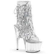 Pleaser ADORE-1017SQF Platform Ankle Boot (Clear-Silver Holo/Clear)