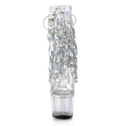 Pleaser ADORE-1017SQF Platform Ankle Boot (Clear-Silver Holo/Clear)