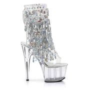 Pleaser ADORE-1017SQF Platform Ankle Boot (Clear-Silver Holo/Clear)