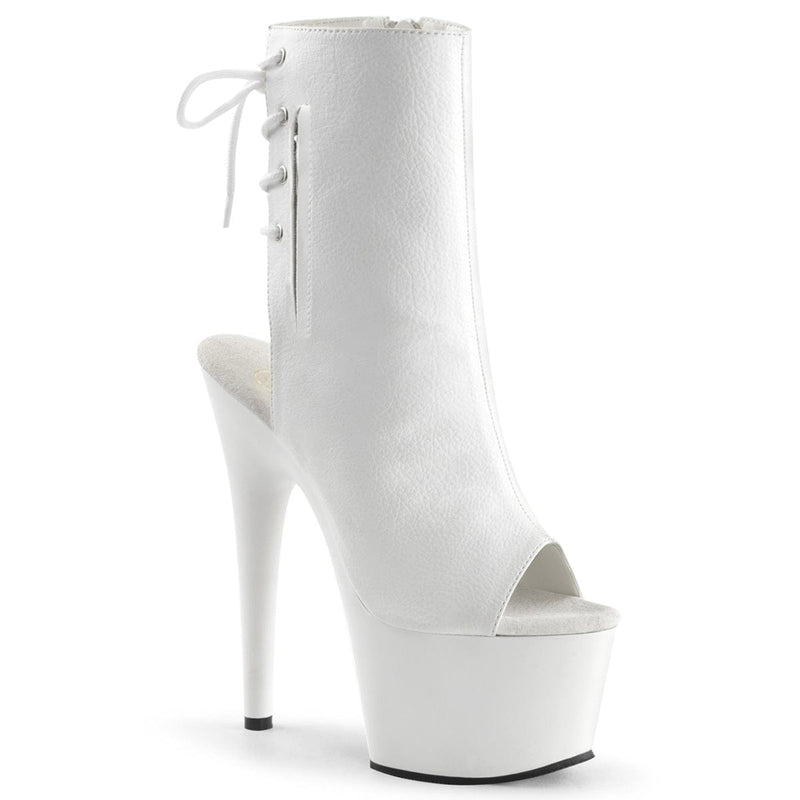 Pleaser ADORE-1018 Platform Ankle Boot (White Faux Leather/White)
