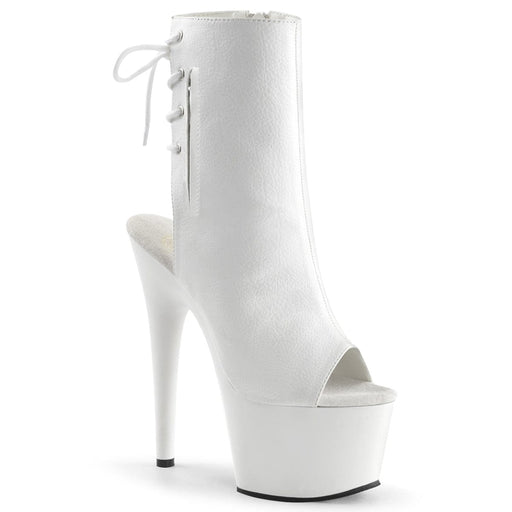 Pleaser ADORE-1018 Platform Ankle Boot (White Faux Leather/White)