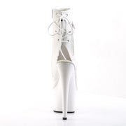 Pleaser ADORE-1018 Platform Ankle Boot (White Faux Leather/White)