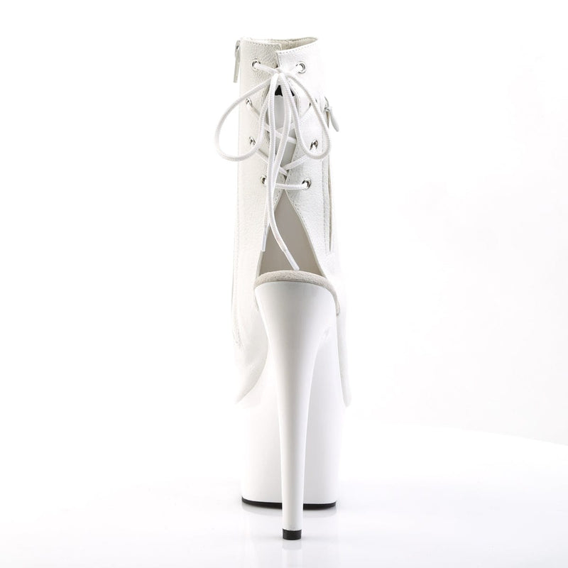 Pleaser ADORE-1018 Platform Ankle Boot (White Faux Leather/White)