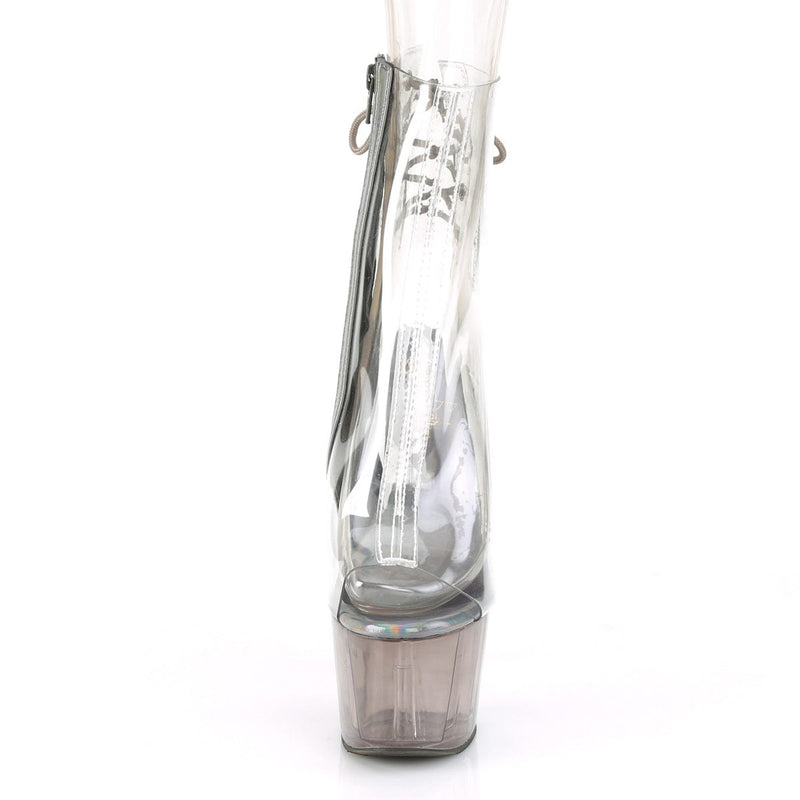 Pleaser ADORE-1018CT Platform Ankle Boot (Clear/Smoke Tinted)