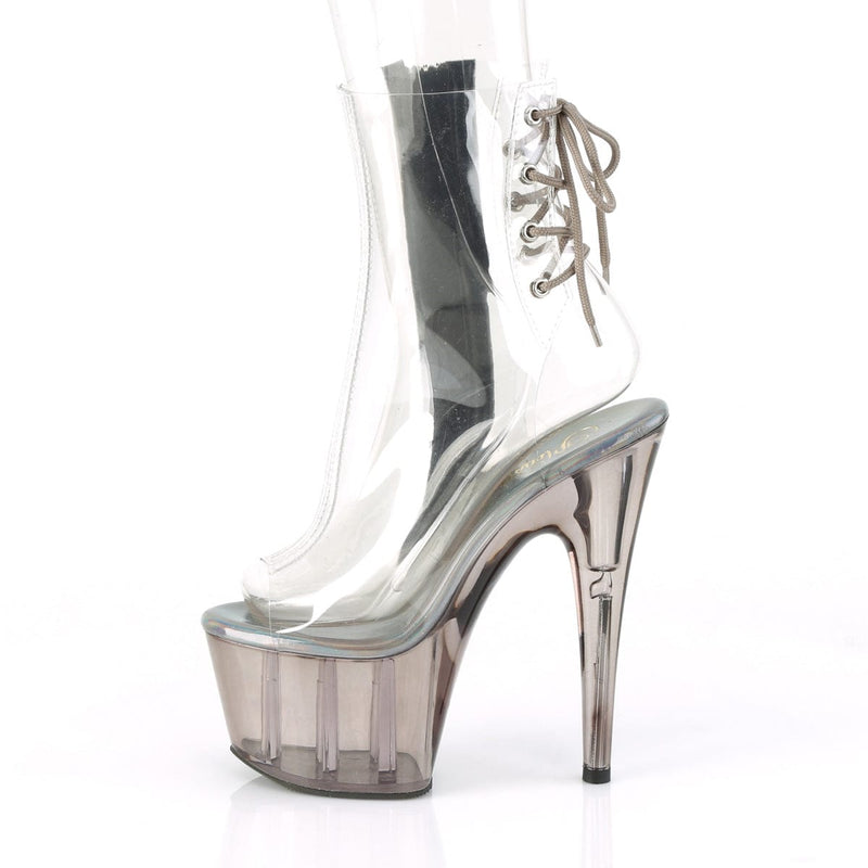 Pleaser ADORE-1018CT Platform Ankle Boot (Clear/Smoke Tinted)