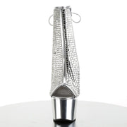 Pleaser ADORE-1018DCS Platform Ankle Boot (Silver Multi Rhinestone/Silver Chrome)