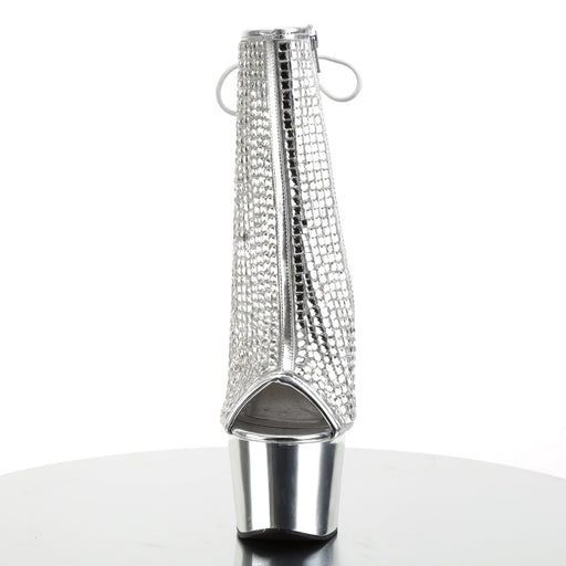 Pleaser ADORE-1018DCS Platform Ankle Boot (Silver Multi Rhinestone/Silver Chrome)