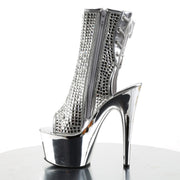 Pleaser ADORE-1018DCS Platform Ankle Boot (Silver Multi Rhinestone/Silver Chrome)