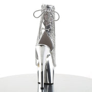 Pleaser ADORE-1018DCS Platform Ankle Boot (Silver Multi Rhinestone/Silver Chrome)
