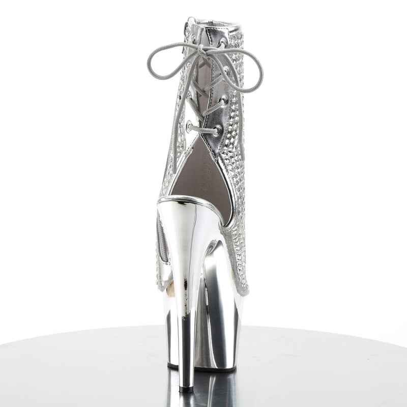 Pleaser ADORE-1018DCS Platform Ankle Boot (Silver Multi Rhinestone/Silver Chrome)
