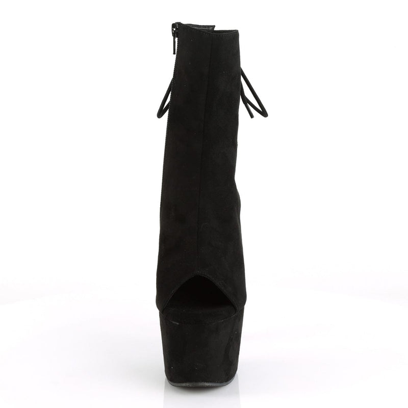 Pleaser ADORE-1018FS Platform Ankle Boot (Black Faux Suede/Black Suede)