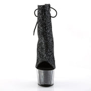 Pleaser ADORE-1018G Platform Ankle Boot (Black Glitter/Black Glitter)