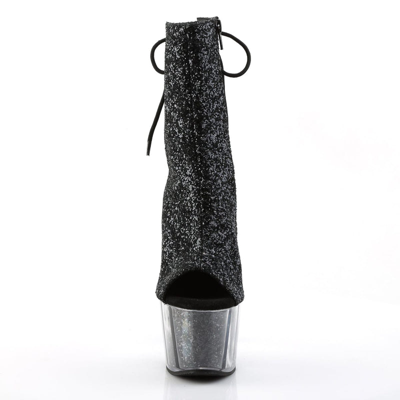Pleaser ADORE-1018G Platform Ankle Boot (Black Glitter/Black Glitter)