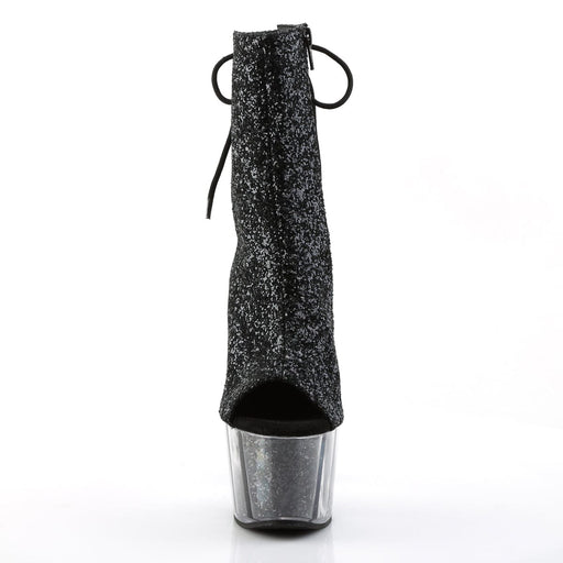 Pleaser ADORE-1018G Platform Ankle Boot (Black Glitter/Black Glitter)