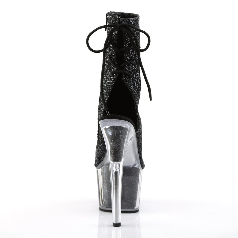Pleaser ADORE-1018G Platform Ankle Boot (Black Glitter/Black Glitter)
