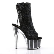Pleaser ADORE-1018G Platform Ankle Boot (Black Glitter/Black Glitter)