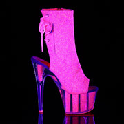 Pleaser ADORE-1018G Platform Ankle Boot (Neon Pink Glitter/Neon Pink Glitter)