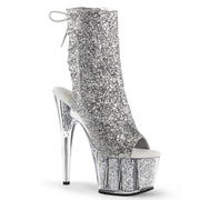 Pleaser ADORE-1018G Platform Ankle Boot (Silver Glitter/Silver Glitter)